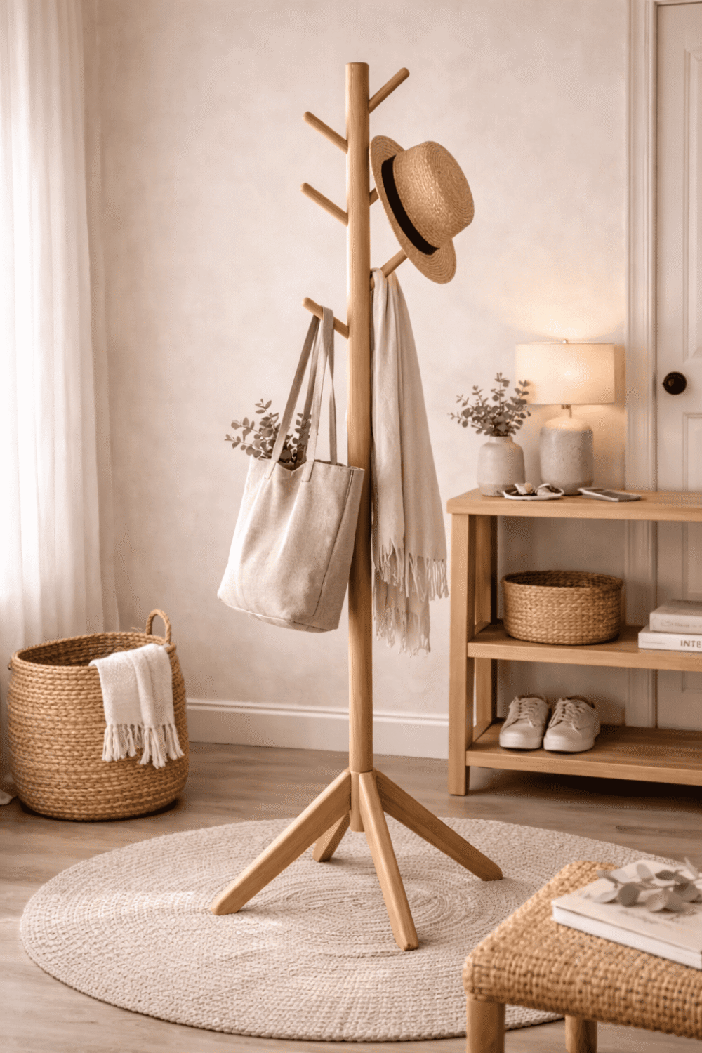 Perchero de Pie de Madera